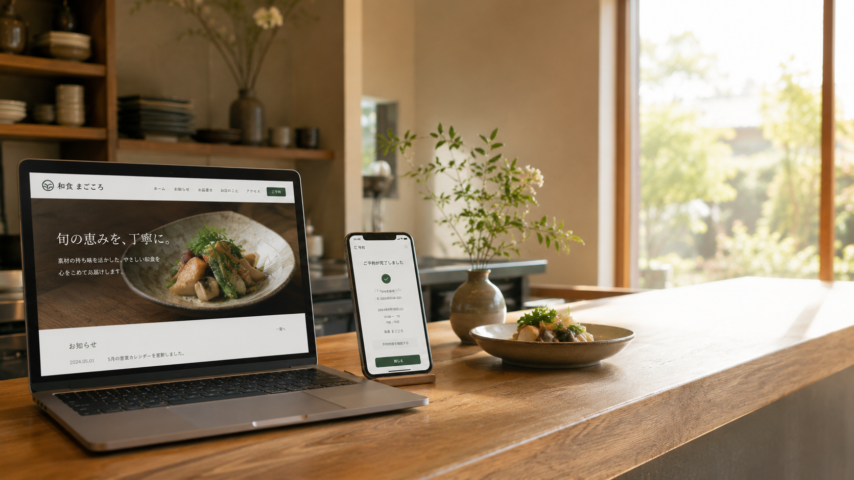 飲食店向けに制作したWEBサイトと予約画面